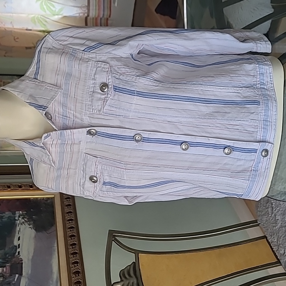 Ruby Rd. Blue and White Striped Shirt ❤️